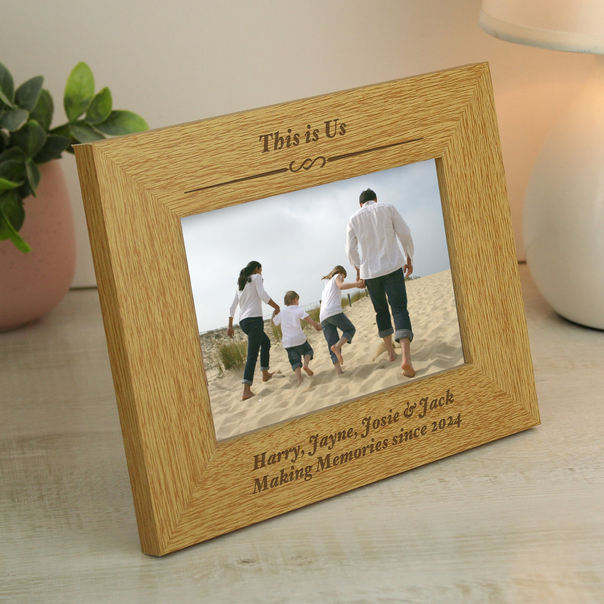Personalised Formal 6x4 Landscape Oak Finish Photo Frame: 1 - Photo Frames By Gift Moments