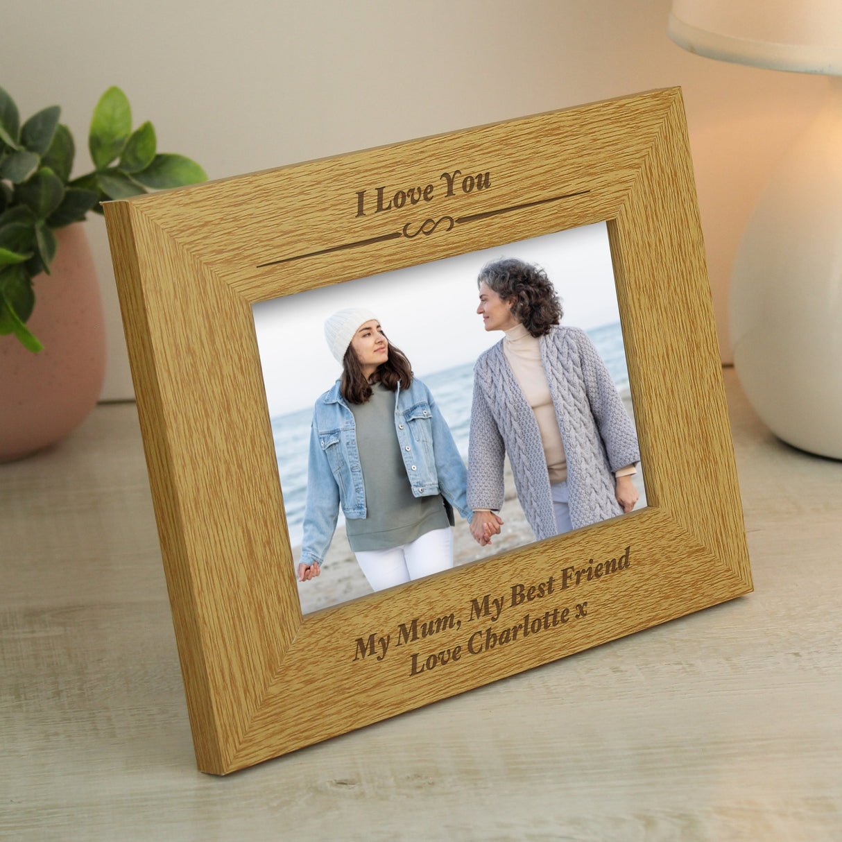 Personalised Formal 6x4 Landscape Oak Finish Photo Frame: 6 - Photo Frames By Gift Moments