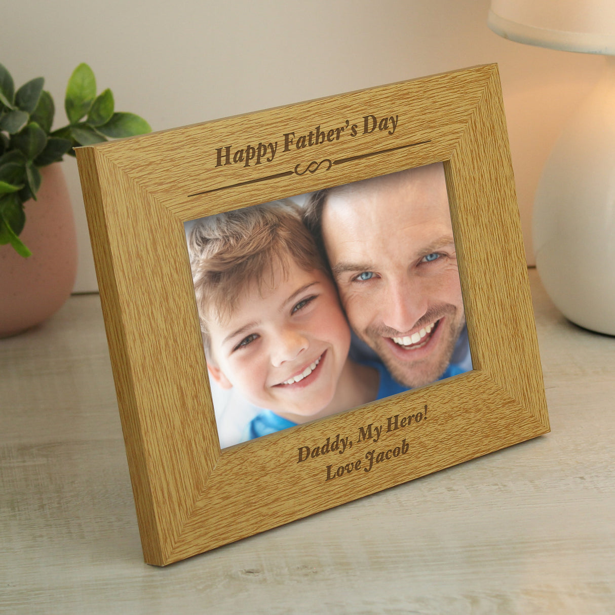 Personalised Formal 6x4 Landscape Oak Finish Photo Frame: 4 - Photo Frames By Gift Moments