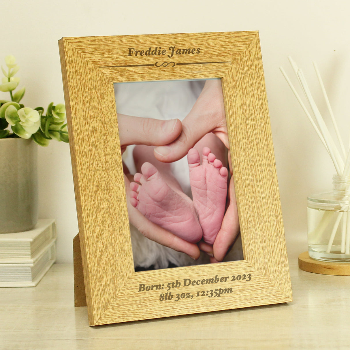 Personalised Formal 6x4 Oak Finish Photo Frame: 2 - Photo Frames By Gift Moments