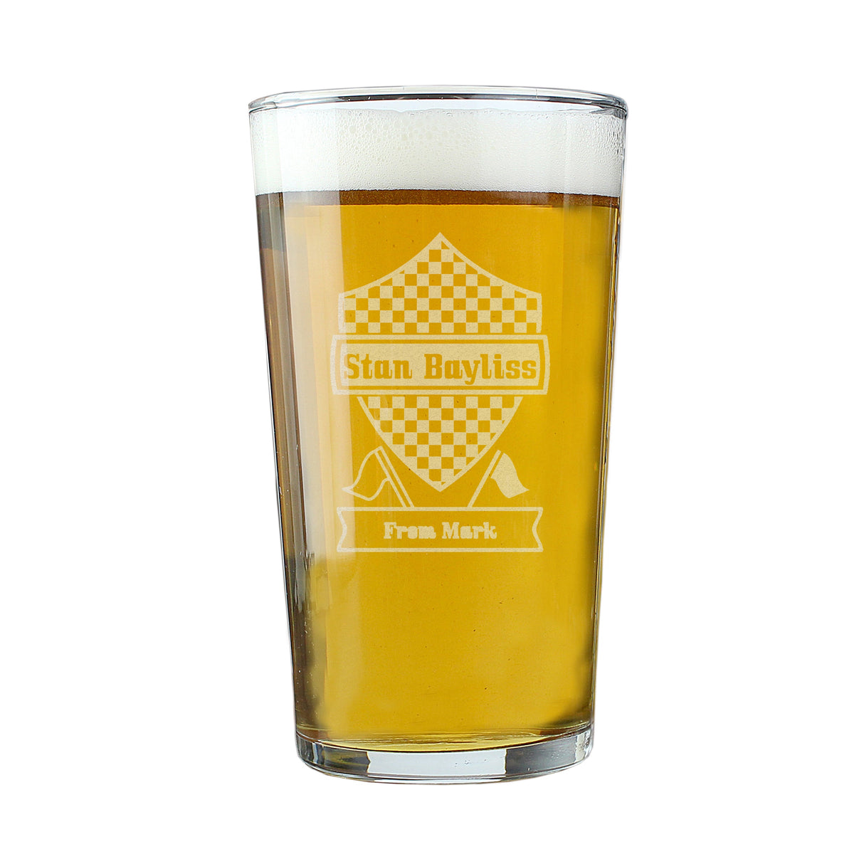 Personalised Formula 1 Pint Glass: 2 - Beer Glasses By Gift Moments
