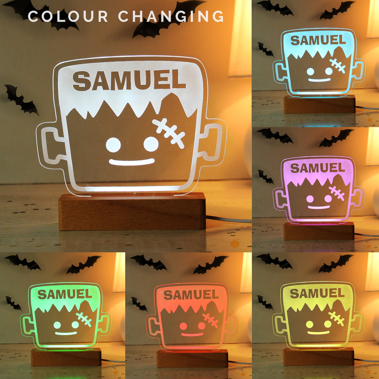 Personalised Frankenstein Wooden LED Light: 2 - LED Lighting By Gift Moments