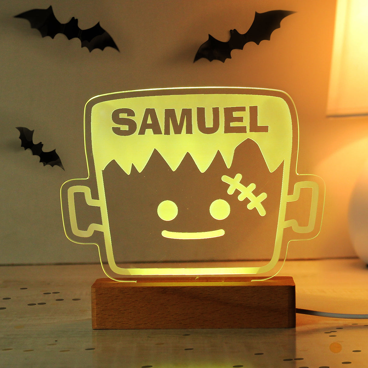 Personalised Frankenstein Wooden LED Light: 4 - LED Lighting By Gift Moments