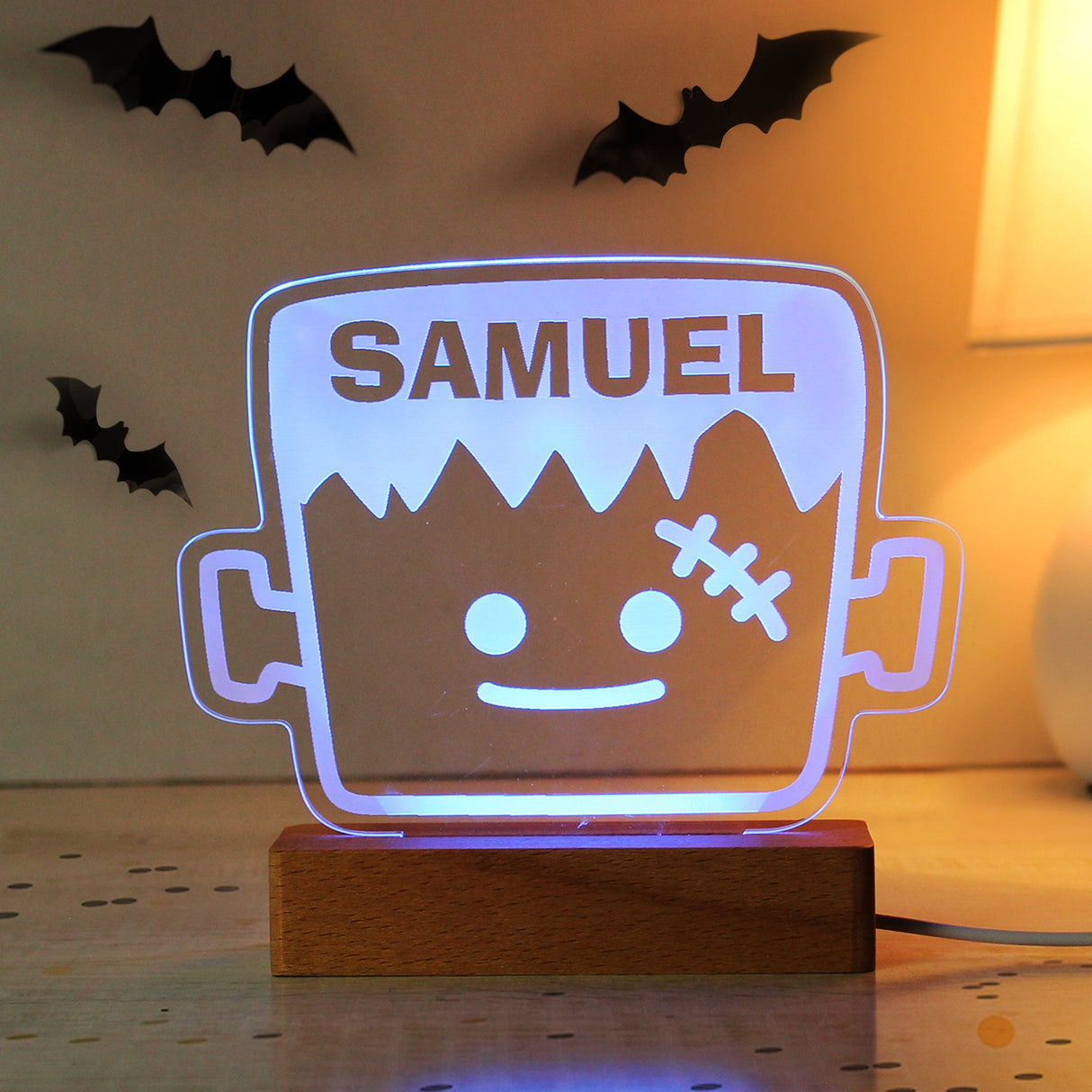 Personalised Frankenstein Wooden LED Light: 6 - LED Lighting By Gift Moments