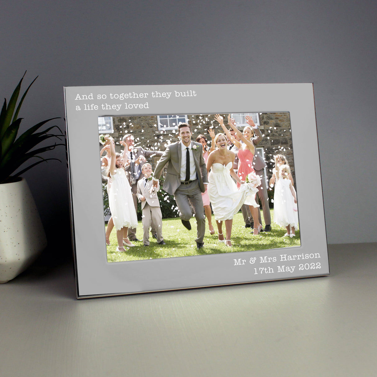 Personalised Free Text 5 x 7 Silver Photo Frame: 4 - Photo Frames By Gift Moments
