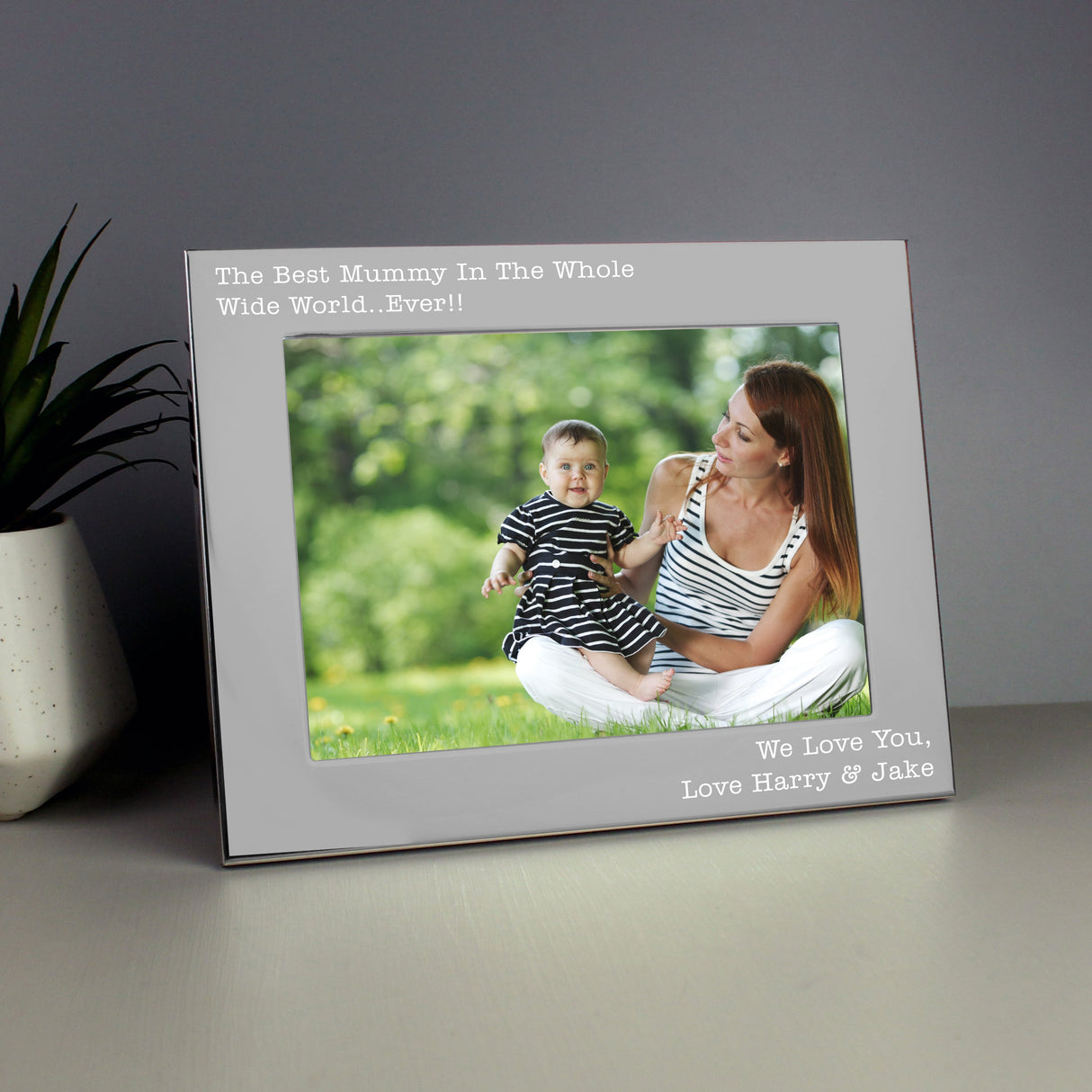 Personalised Free Text 5 x 7 Silver Photo Frame: 7 - Photo Frames By Gift Moments