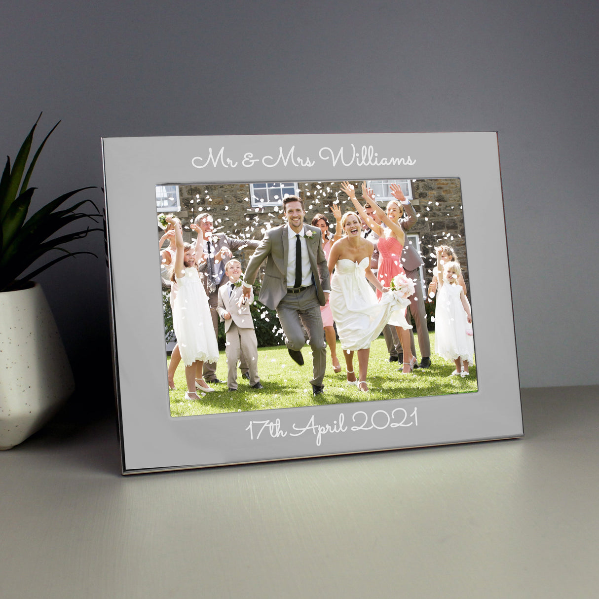 Personalised Free Text 5 x 7 Silver Photo Frame: 7 - Photo Frames By Gift Moments