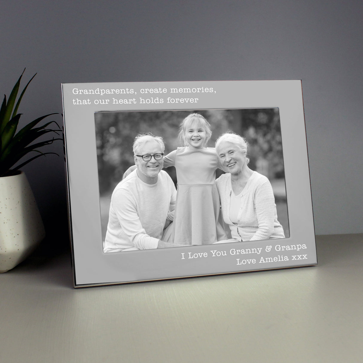 Personalised Free Text 5 x 7 Silver Photo Frame: 1 - Photo Frames By Gift Moments
