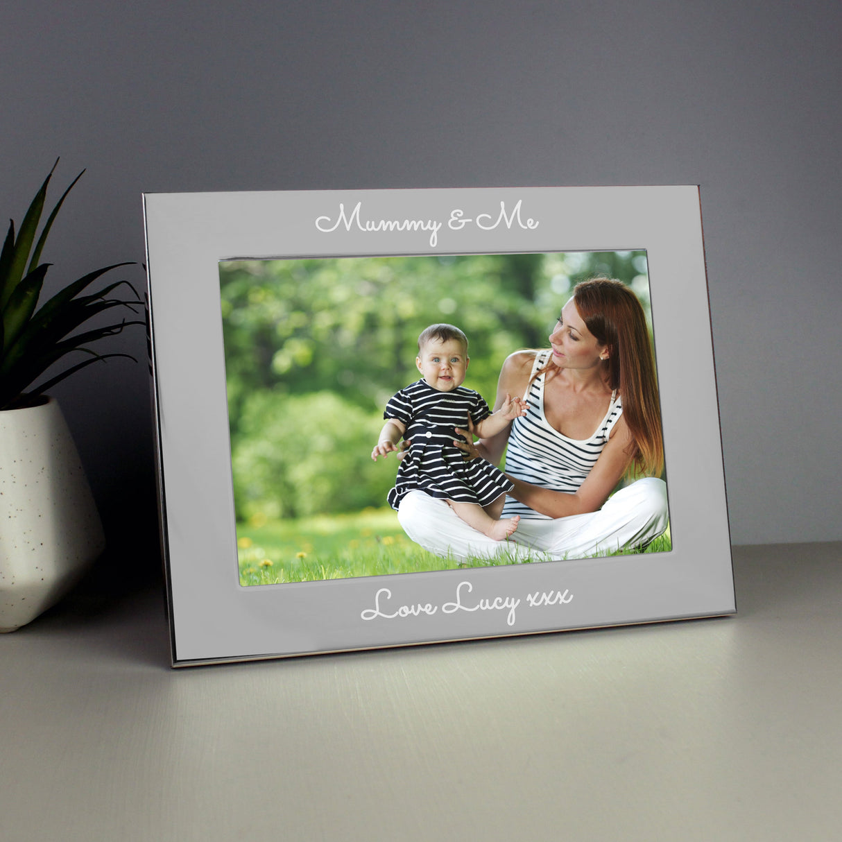 Personalised Free Text 5 x 7 Silver Photo Frame: 6 - Photo Frames By Gift Moments
