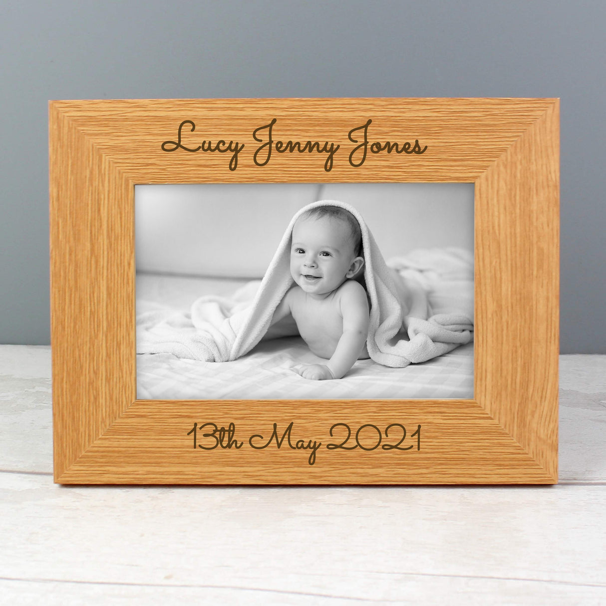 Personalised Free Text 6x4 Wooden Photo Frame: 8 - Photo Frames By Gift Moments