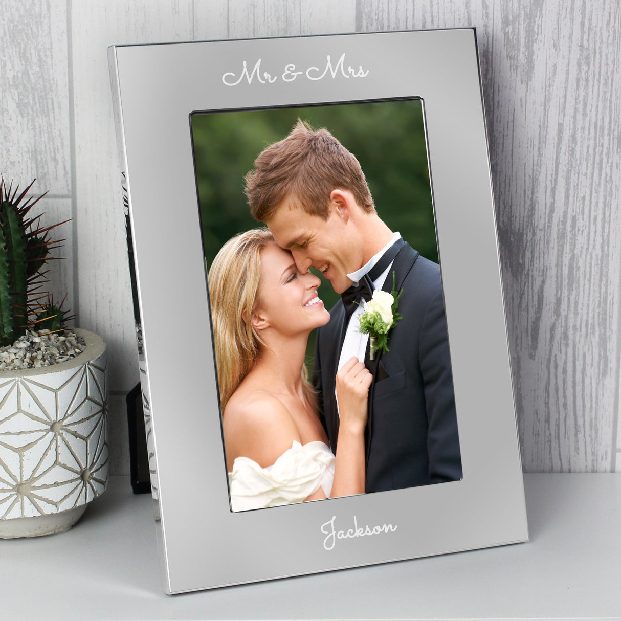 Personalised Free Text 7 x 5 Silver Photo Frame: 8 - Photo Frames By Gift Moments