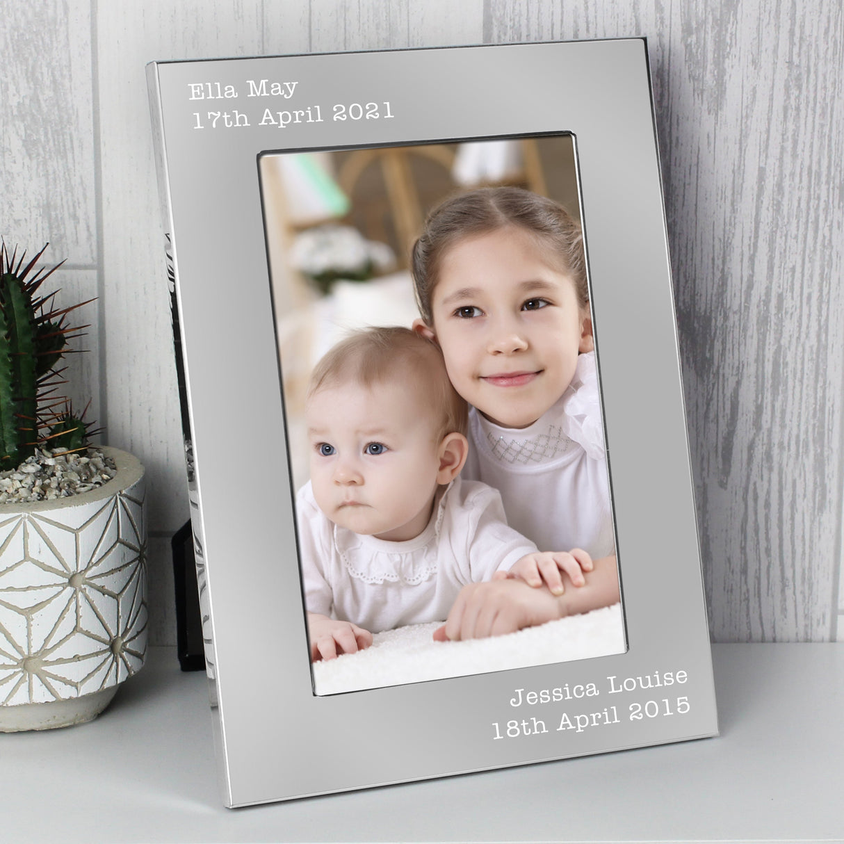 Personalised Free Text 7 x 5 Silver Photo Frame: 4 - Photo Frames By Gift Moments