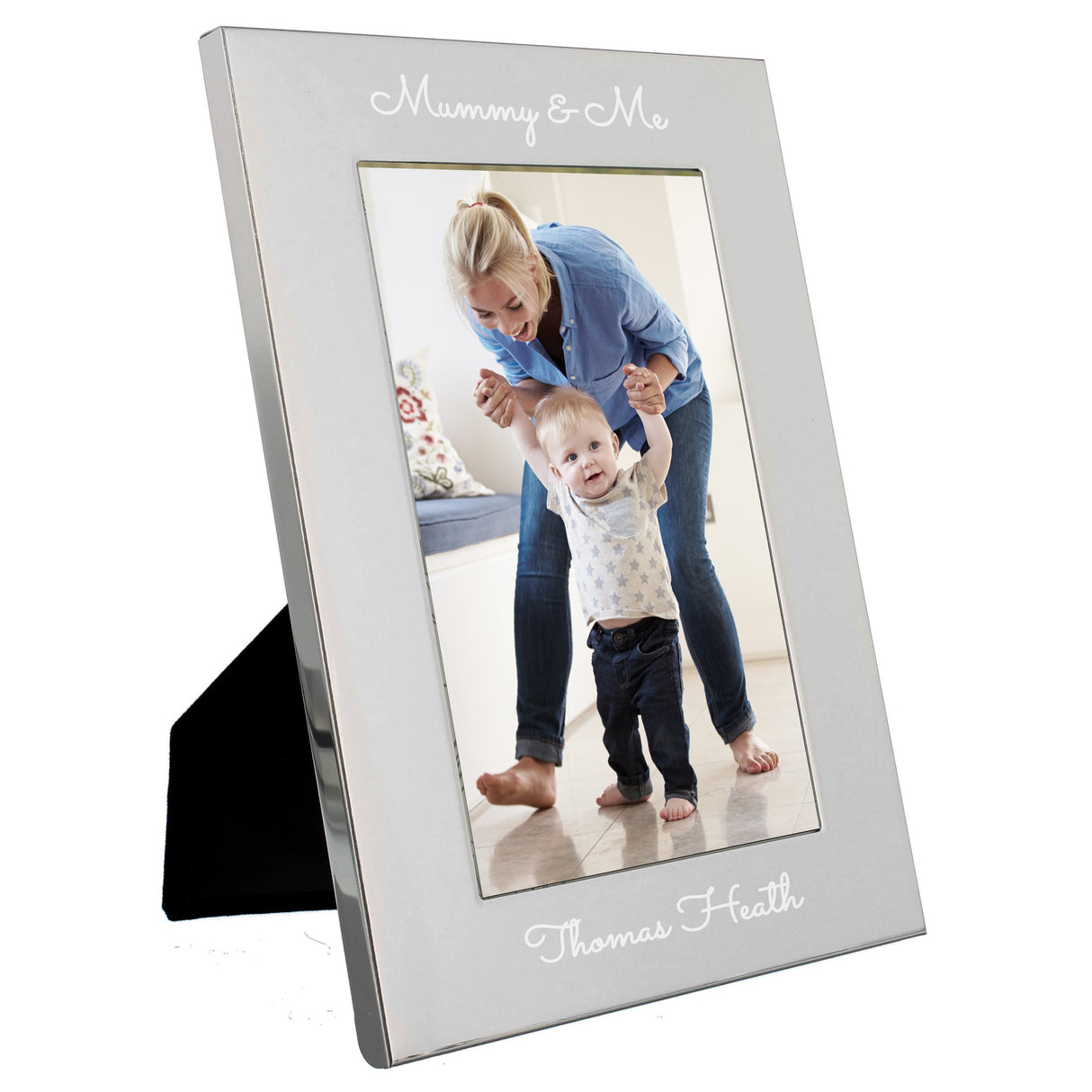 Personalised Free Text 7 x 5 Silver Photo Frame: 2 - Photo Frames By Gift Moments