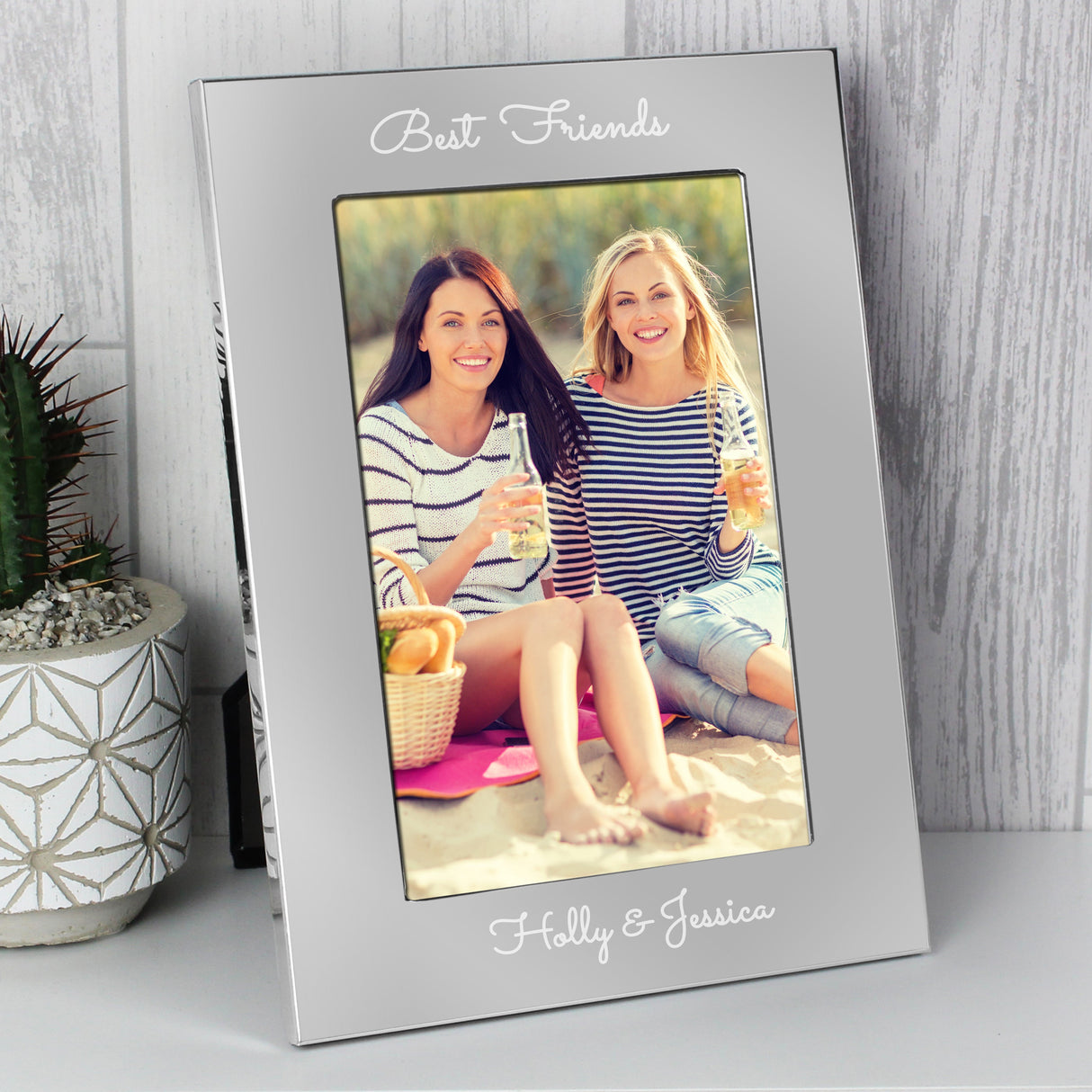 Personalised Free Text 7 x 5 Silver Photo Frame: 6 - Photo Frames By Gift Moments