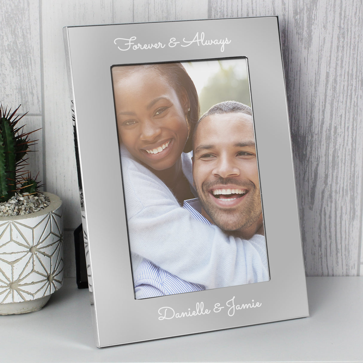 Personalised Free Text 7 x 5 Silver Photo Frame: 9 - Photo Frames By Gift Moments