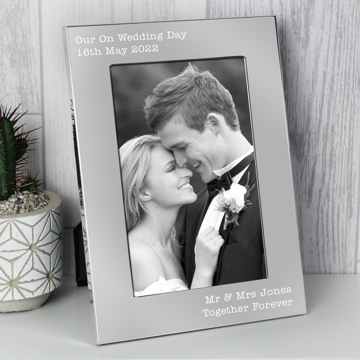 Personalised Free Text 7 x 5 Silver Photo Frame: 3 - Photo Frames By Gift Moments