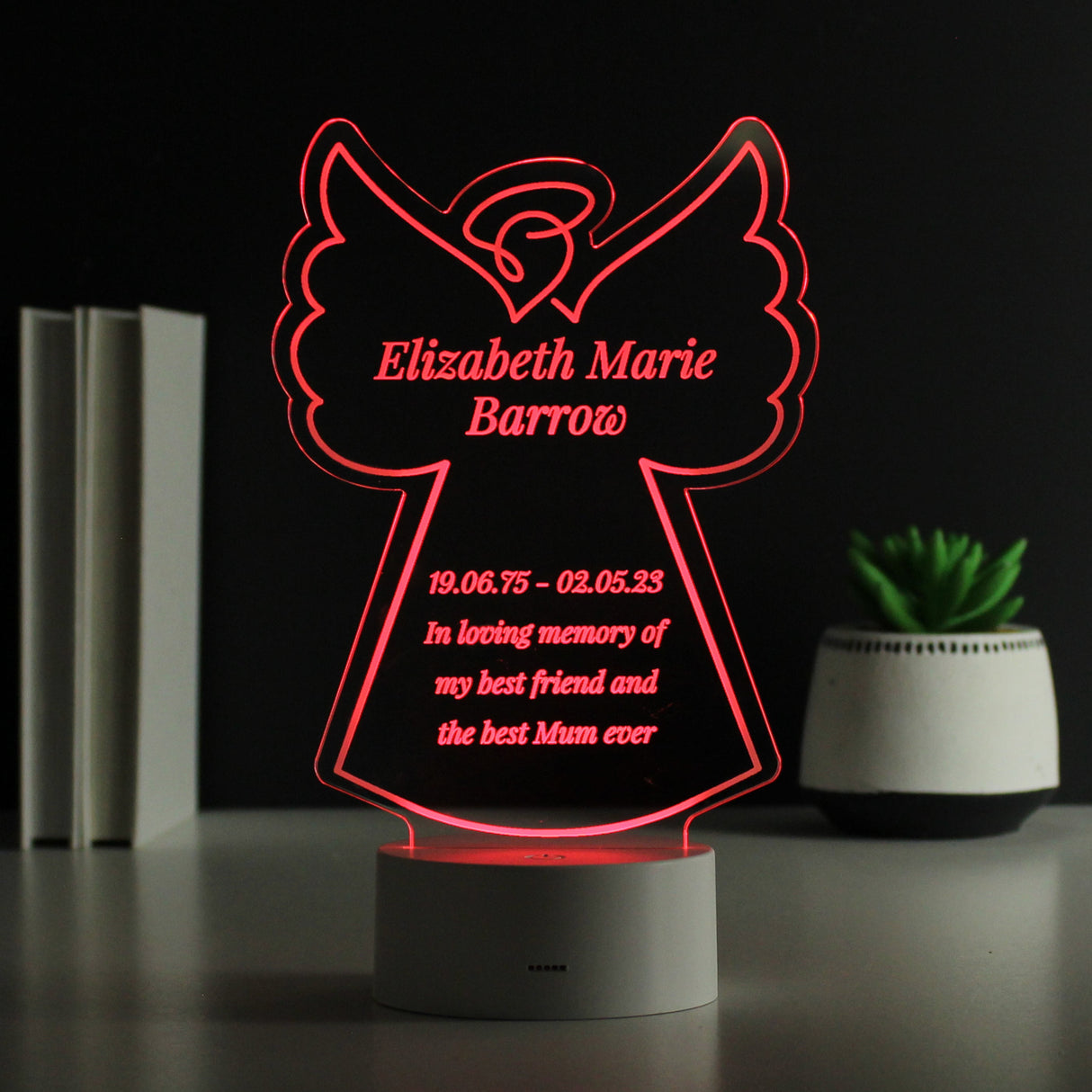 Personalised Free Text Angel Memorial Colour Changing LED Light: 9 - LED Lighting By Gift Moments