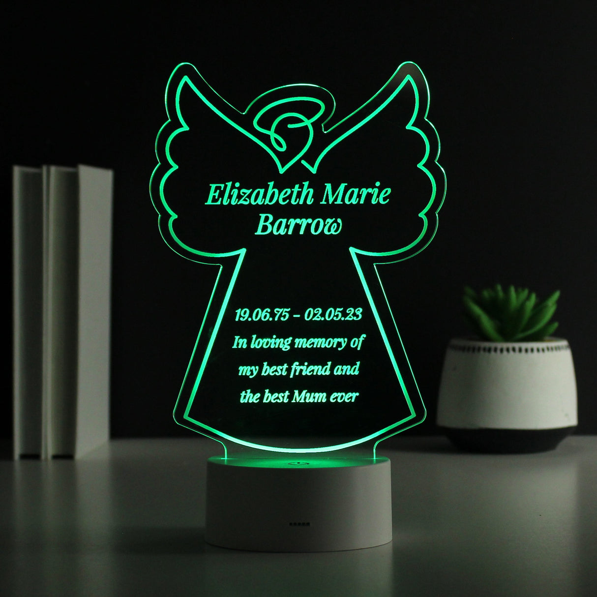 Personalised Free Text Angel Memorial Colour Changing LED Light: 7 - LED Lighting By Gift Moments