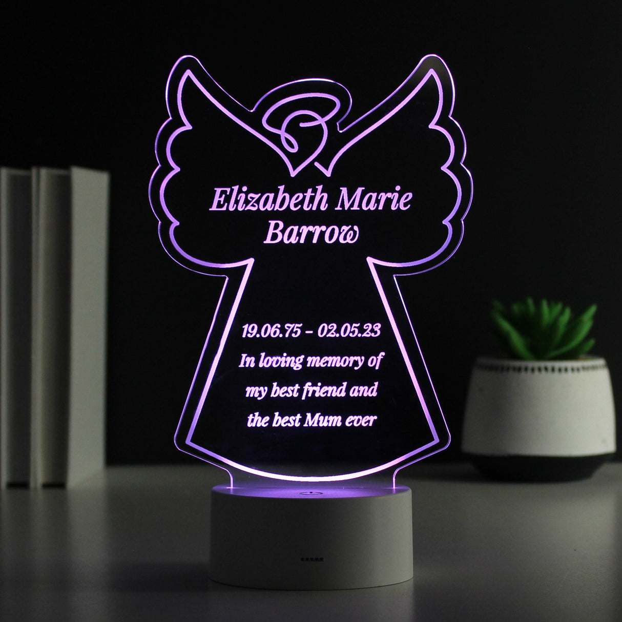 Personalised Free Text Angel Memorial Colour Changing LED Light: 8 - LED Lighting By Gift Moments