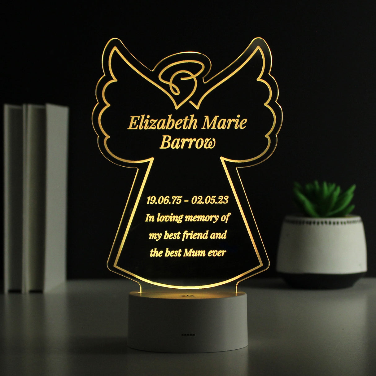 Personalised Free Text Angel Memorial Colour Changing LED Light: 2 - LED Lighting By Gift Moments