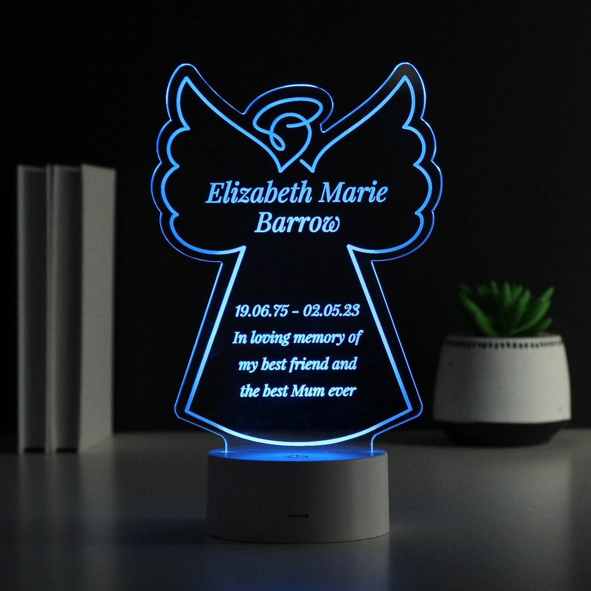 Personalised Free Text Angel Memorial Colour Changing LED Light: 6 - LED Lighting By Gift Moments