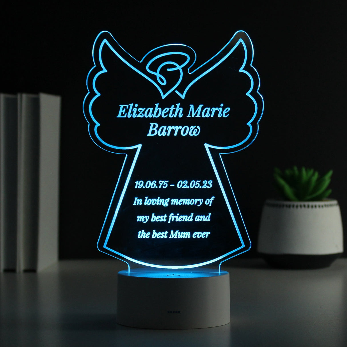 Personalised Free Text Angel Memorial Colour Changing LED Light: 4 - LED Lighting By Gift Moments