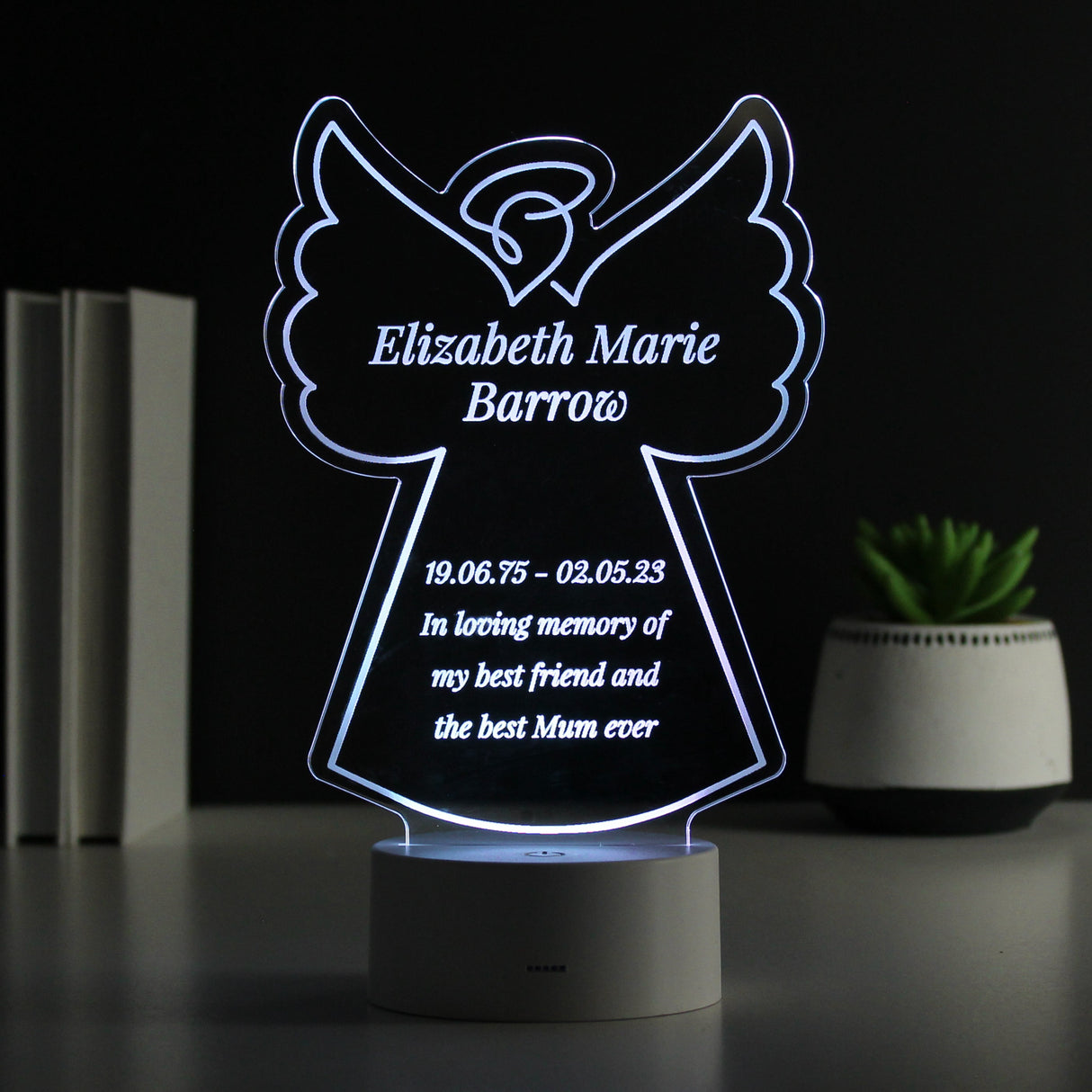 Personalised Free Text Angel Memorial Colour Changing LED Light: 1 - LED Lighting By Gift Moments