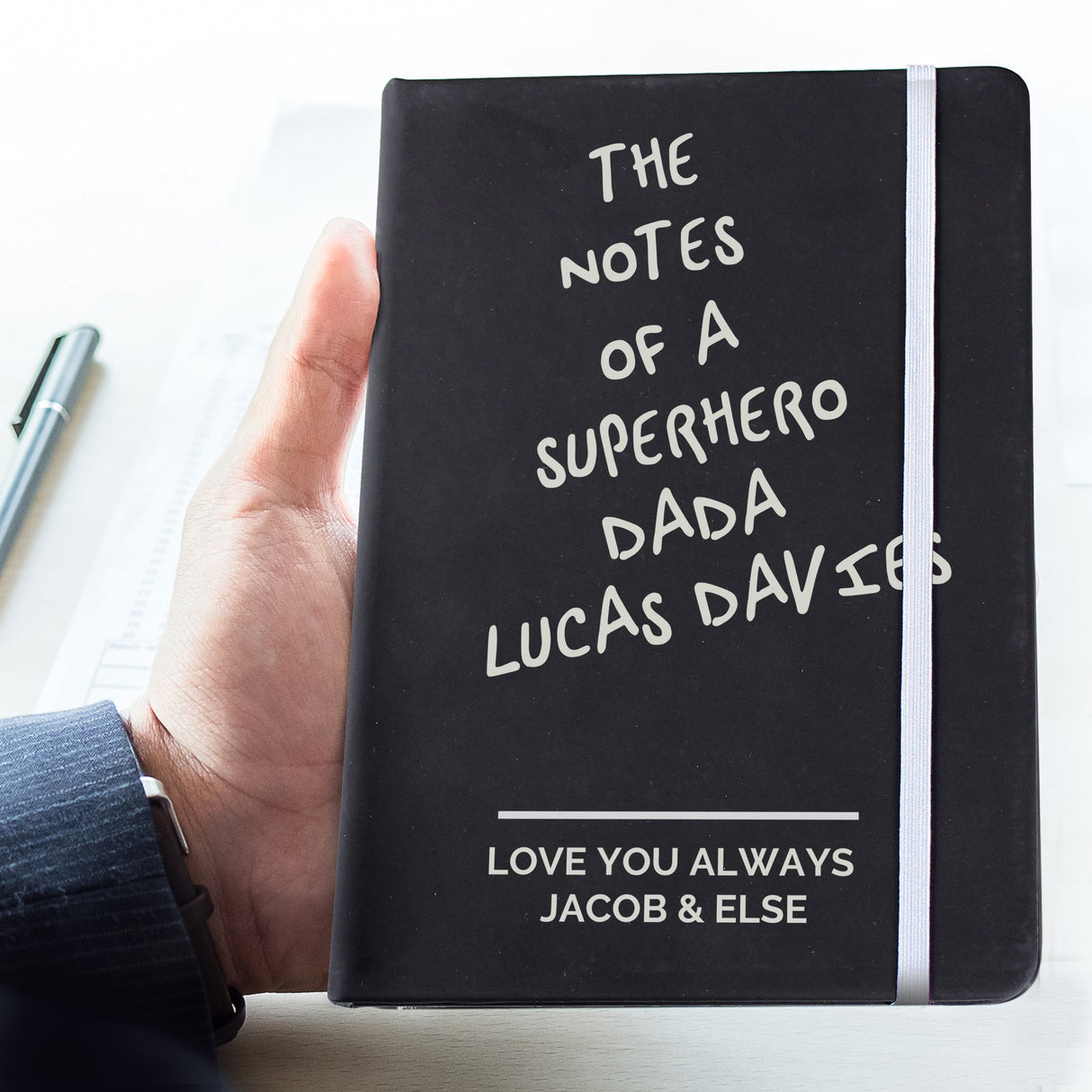 Personalised Free Text Black Hardback Notebook: 2 - Notebooks By Gift Moments