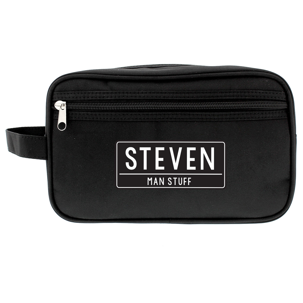 Personalised Free Text Black Toiletry Bag: 2 - Toiletry & Makeup Bags By Gift Moments