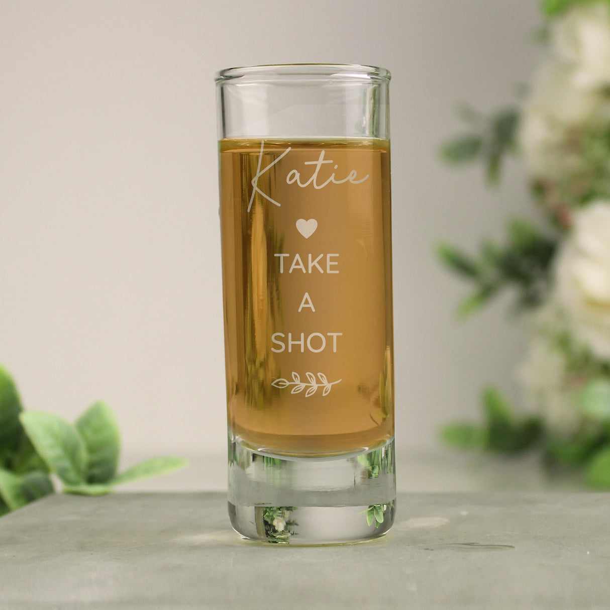 Personalised Free Text Botanical Shot Glass: 4 - Shot Glasses By Gift Moments