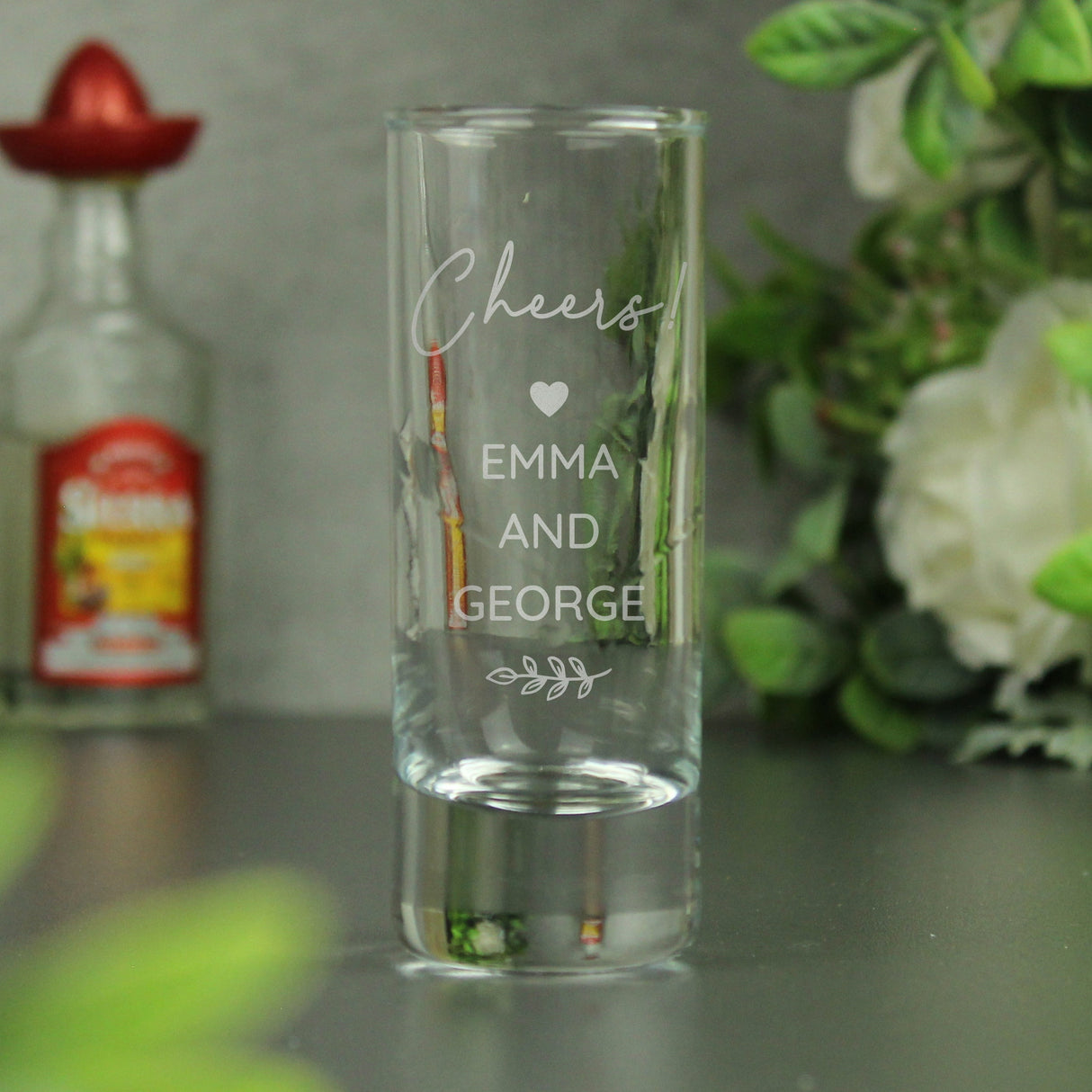 Personalised Free Text Botanical Shot Glass: 2 - Shot Glasses By Gift Moments