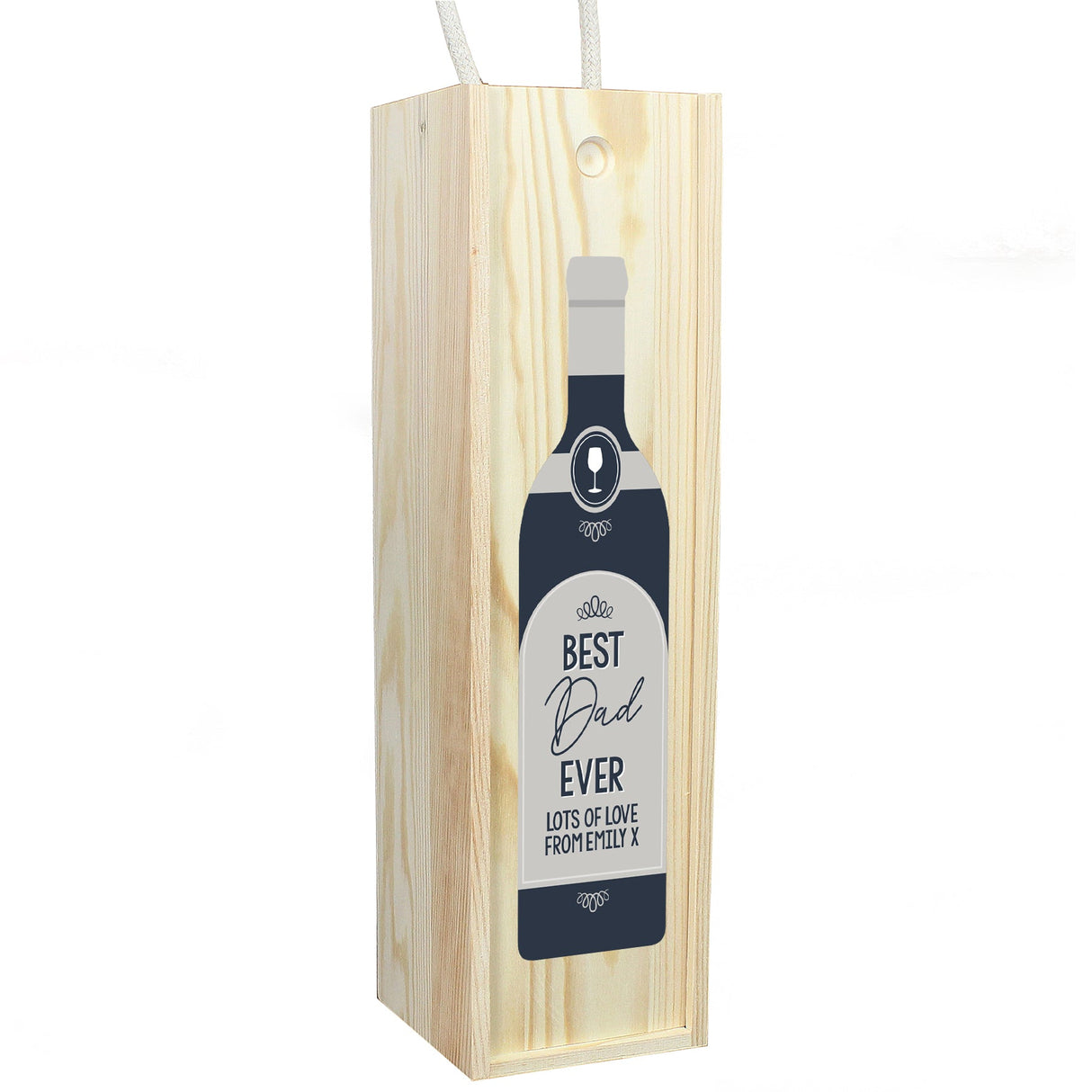 Personalised Free Text Grey Wooden Wine Bottle Box: 4 - Barware By Gift Moments