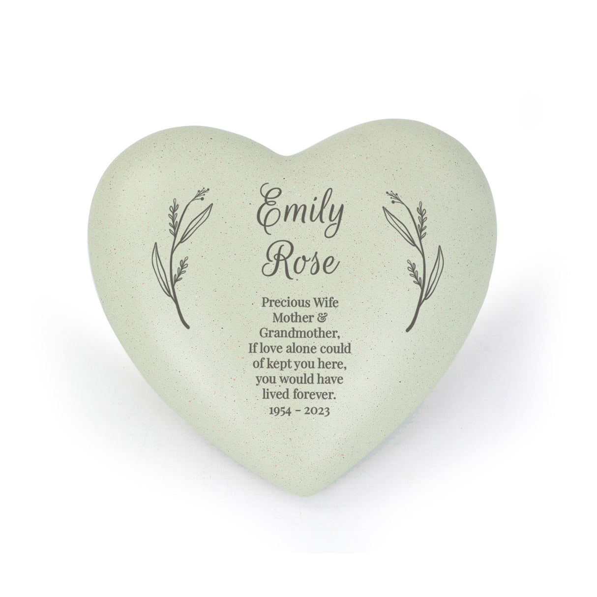 Personalised Free Text Heart Memorial: 2 - Memorials By Gift Moments
