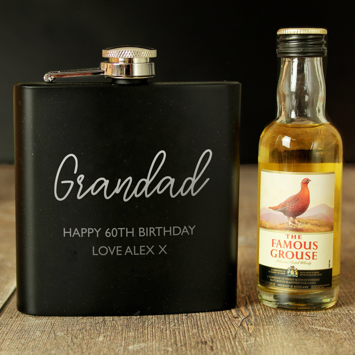Personalised Free Text Hipflask and Whisky Miniature Set: 2 - Alcohol Sets By Gift Moments