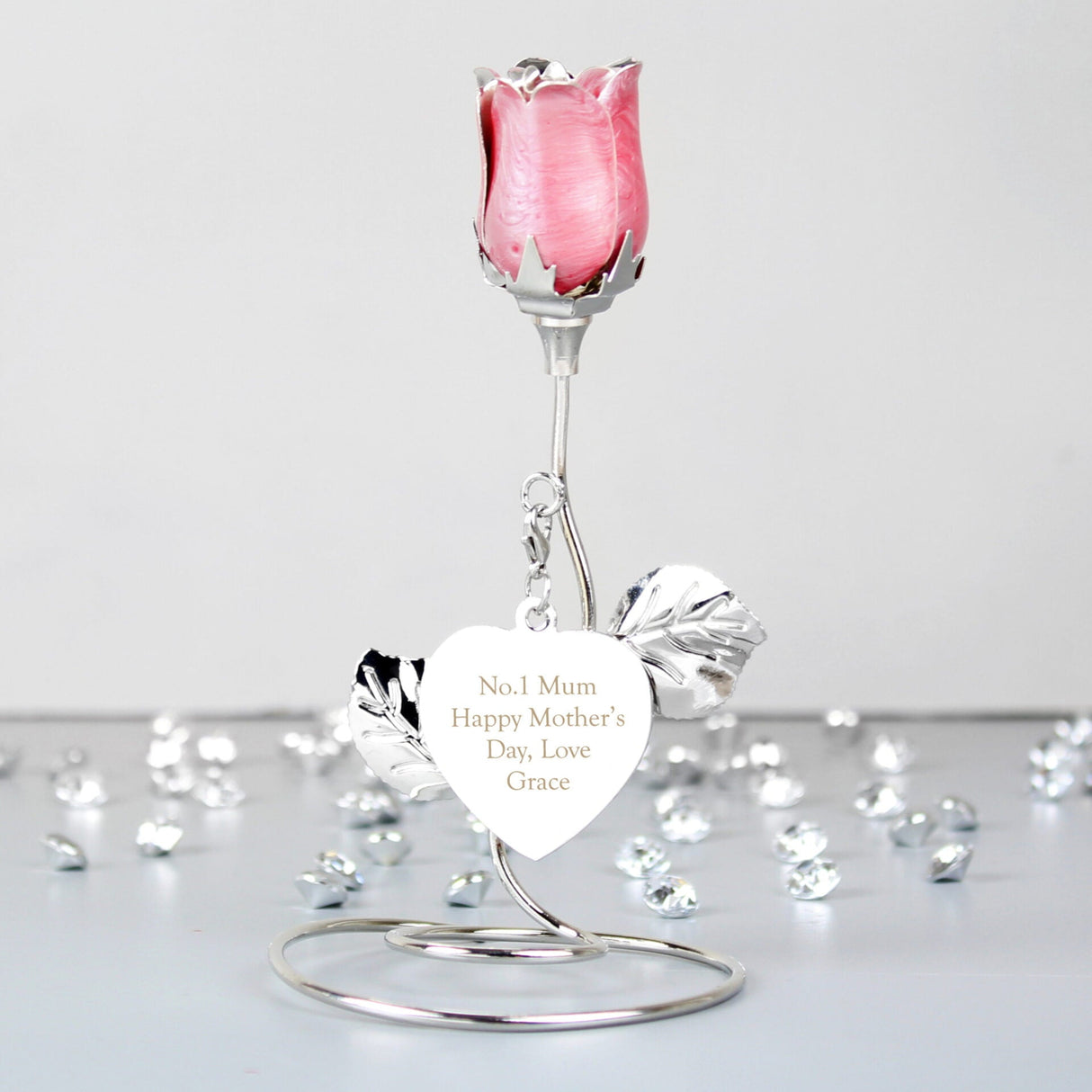 Personalised Free Text Pink Rose Bud Ornament: 1 - Keepsakes By Gift Moments