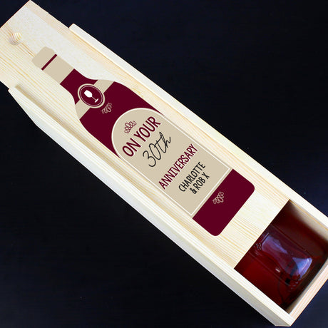Personalised Free Text Red Wooden Wine Bottle Box: 2 - Barware By Gift Moments