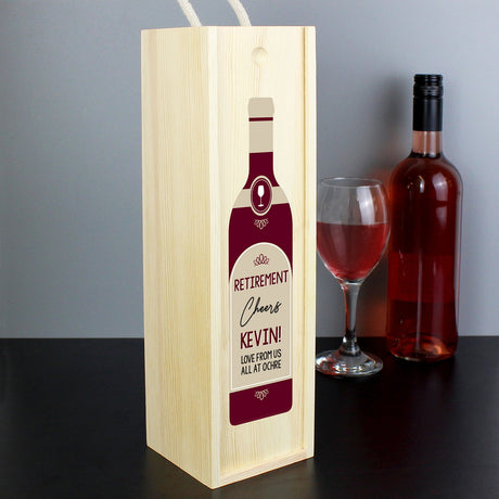 Personalised Free Text Red Wooden Wine Bottle Box: 1 - Barware By Gift Moments