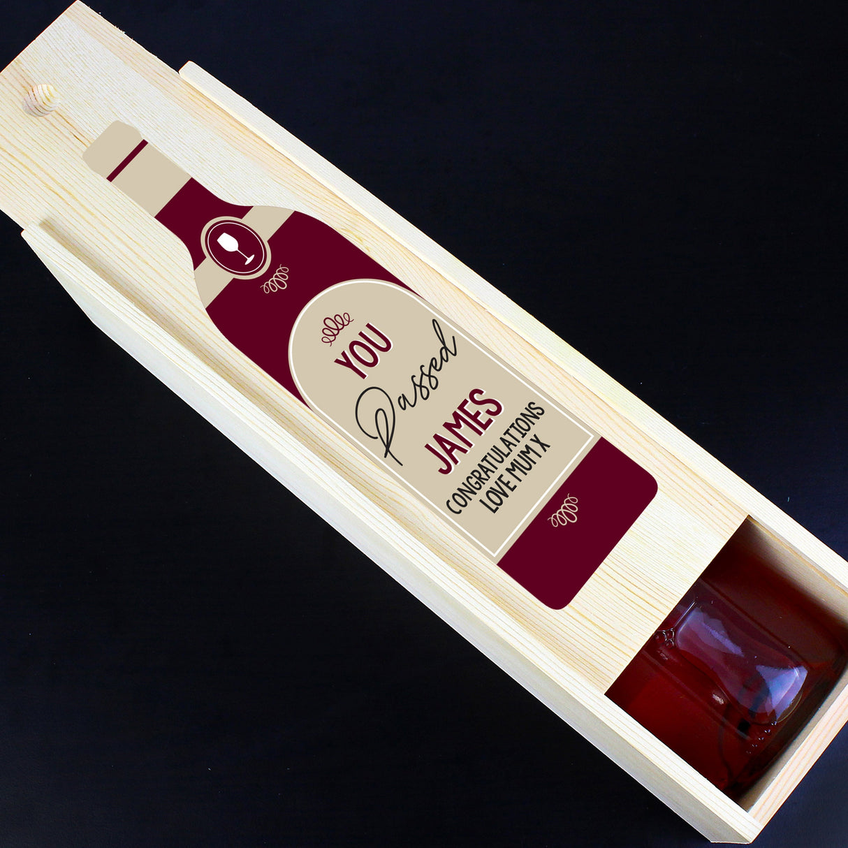 Personalised Free Text Red Wooden Wine Bottle Box: 5 - Barware By Gift Moments