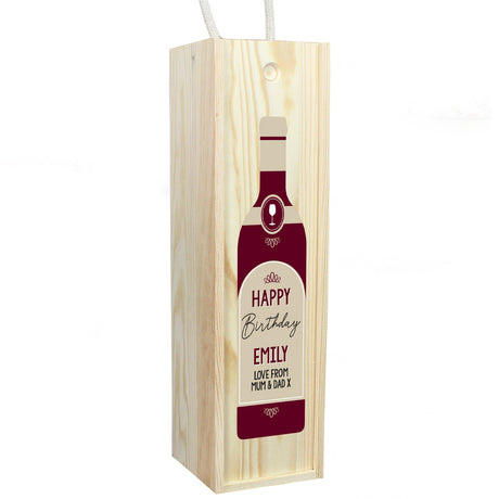 Personalised Free Text Red Wooden Wine Bottle Box: 4 - Barware By Gift Moments