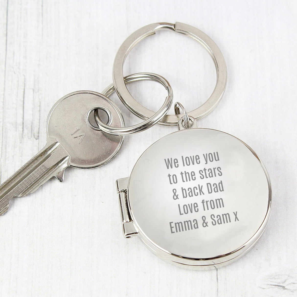 Personalised Free Text Round Photo keyring: 2 - Keyrings By Gift Moments