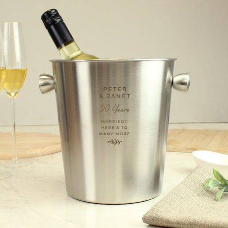 Personalised Free Text Stainless Steel Ice Bucket: 3 - Barware By Gift Moments