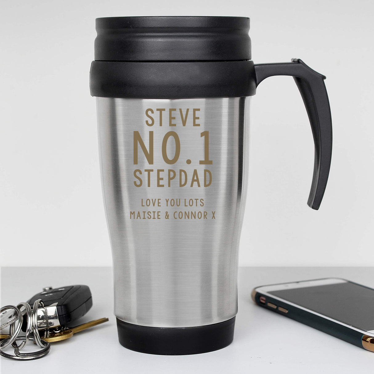 Personalised Free Text Travel Mug: 3 - Travel Mugs By Gift Moments
