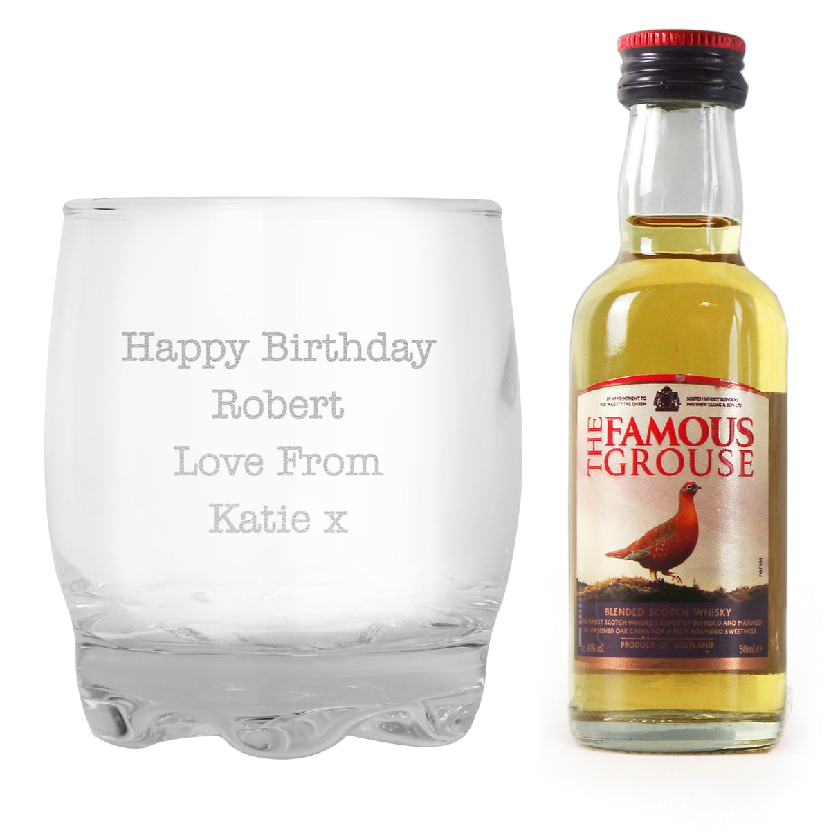 Personalised Free Text Tumbler and Whiskey Miniature Set: 4 - Alcohol Sets By Gift Moments