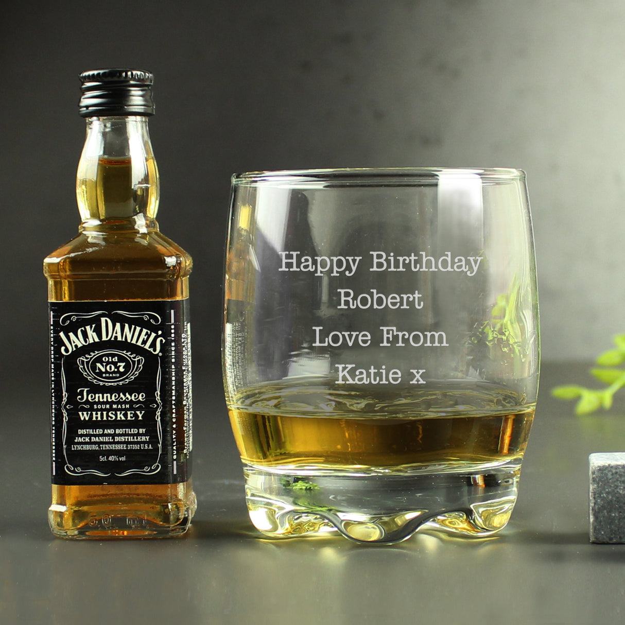 Personalised Free Text Tumbler and Whiskey Miniature Set: 1 - Alcohol Sets By Gift Moments