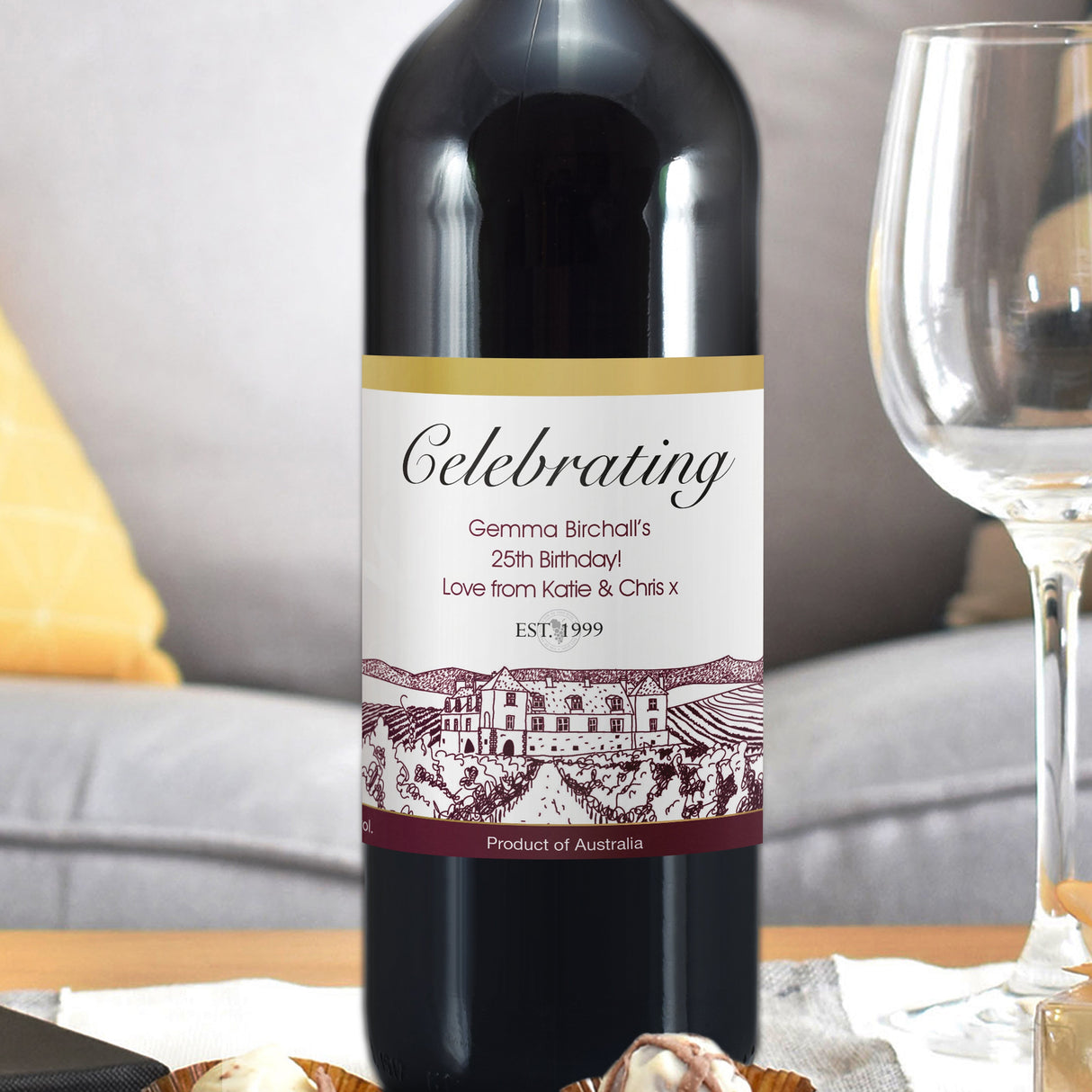 Personalised Free Text Vineyard Red Wine: 2 - Wine By Gift Moments