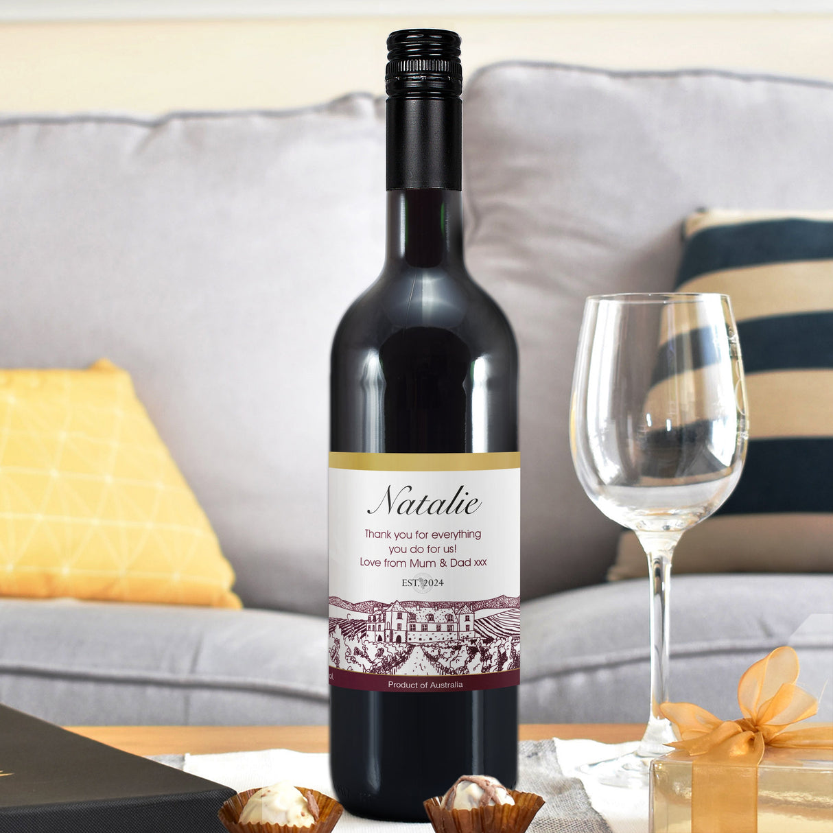 Personalised Free Text Vineyard Red Wine: 4 - Wine By Gift Moments