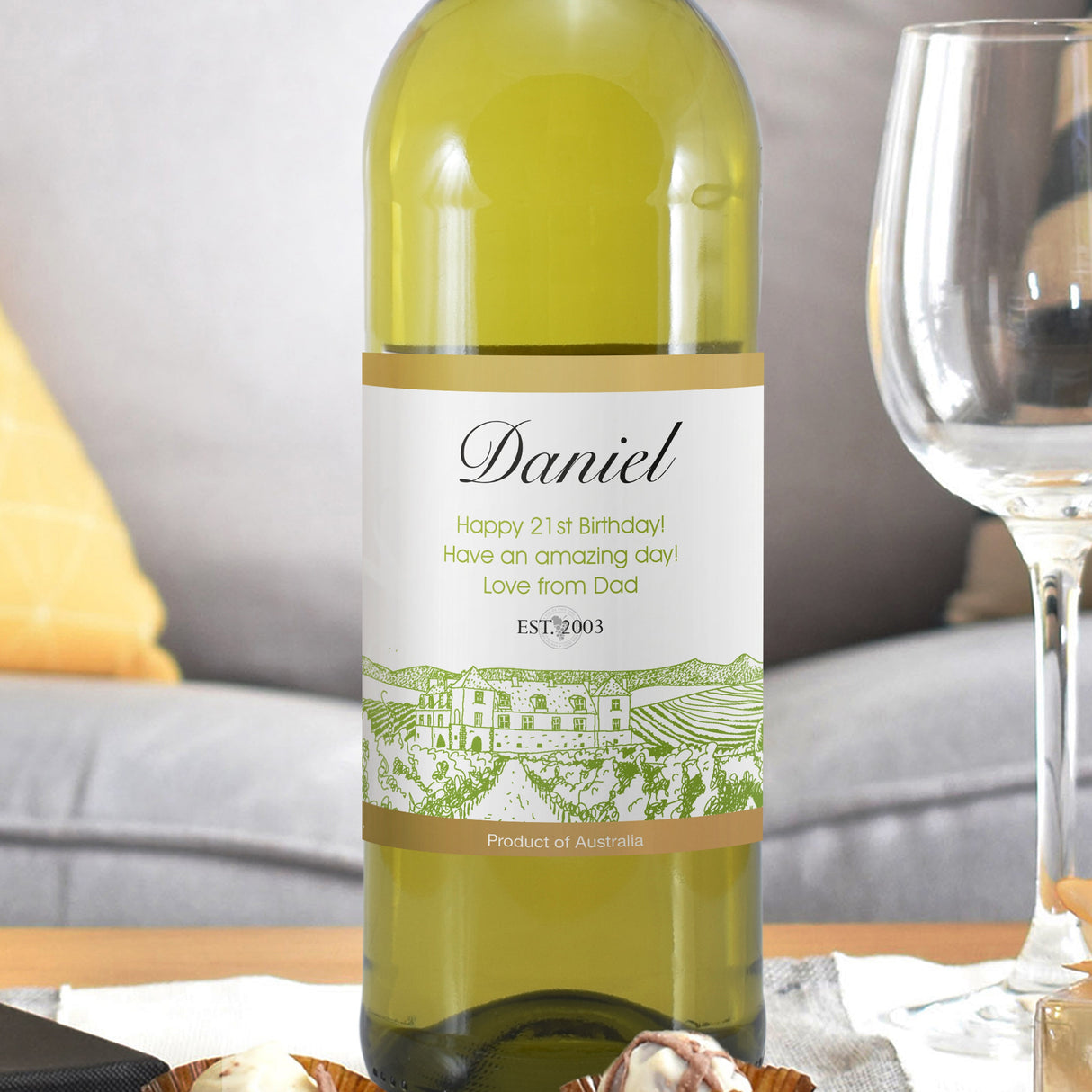 Personalised Free Text Vineyard White Wine: 2 - Wine By Gift Moments