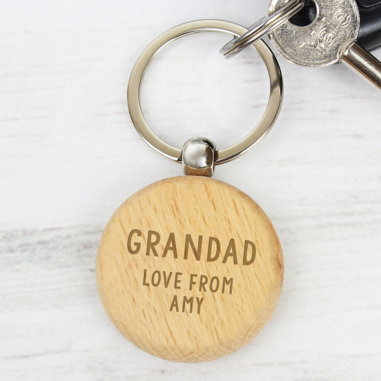 Personalised Free Text Wooden Keyring: 5 - Keyrings By Gift Moments