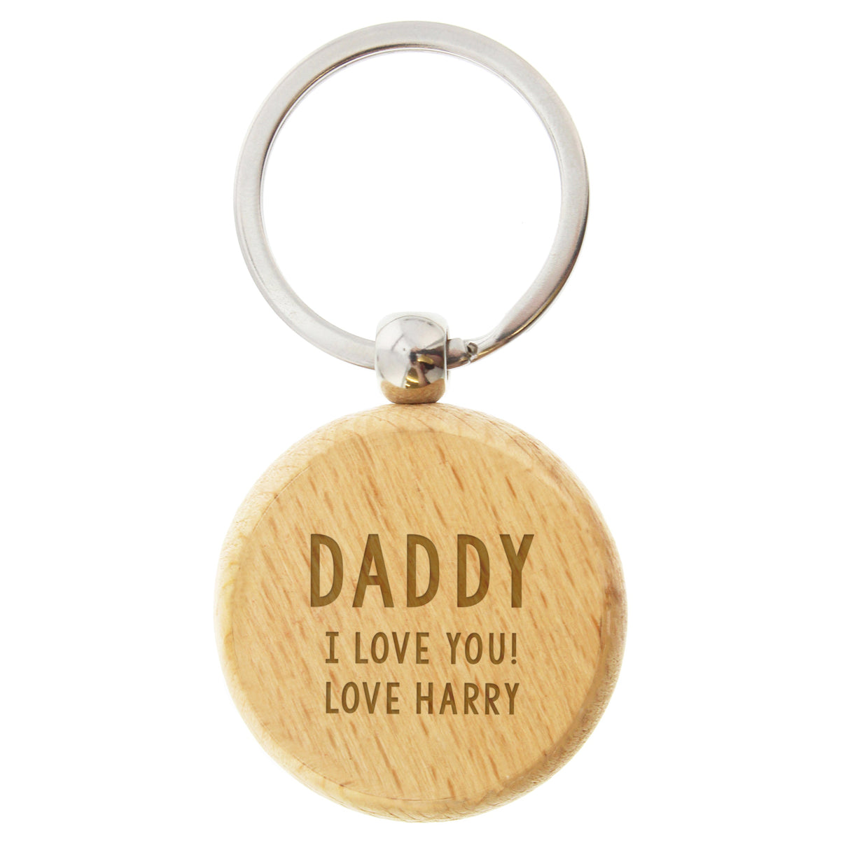 Personalised Free Text Wooden Keyring: 4 - Keyrings By Gift Moments