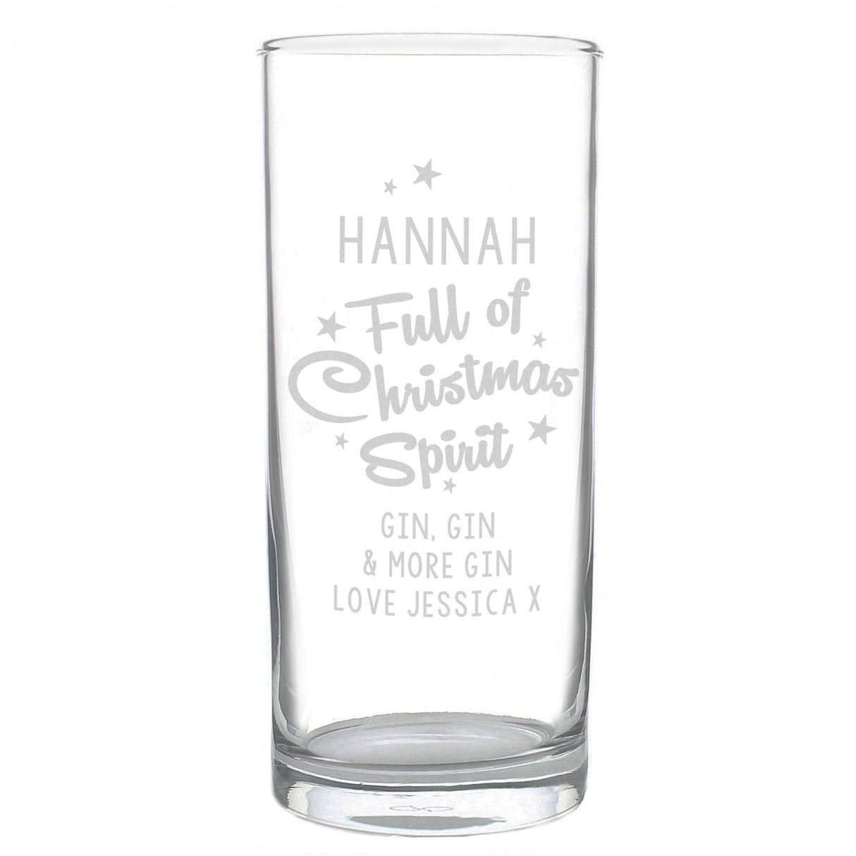 Personalised Full Of Christmas Spirit Hi Ball Glass: 3 - Highball Glasses By Gift Moments